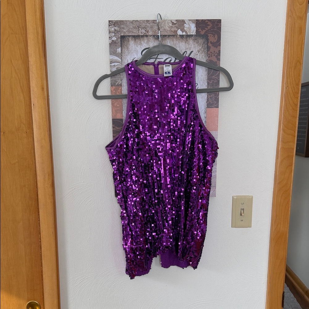 Balera dance wear purple sequin top.